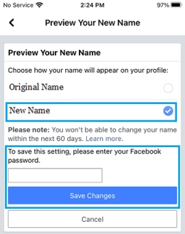 facebook怎么改名字