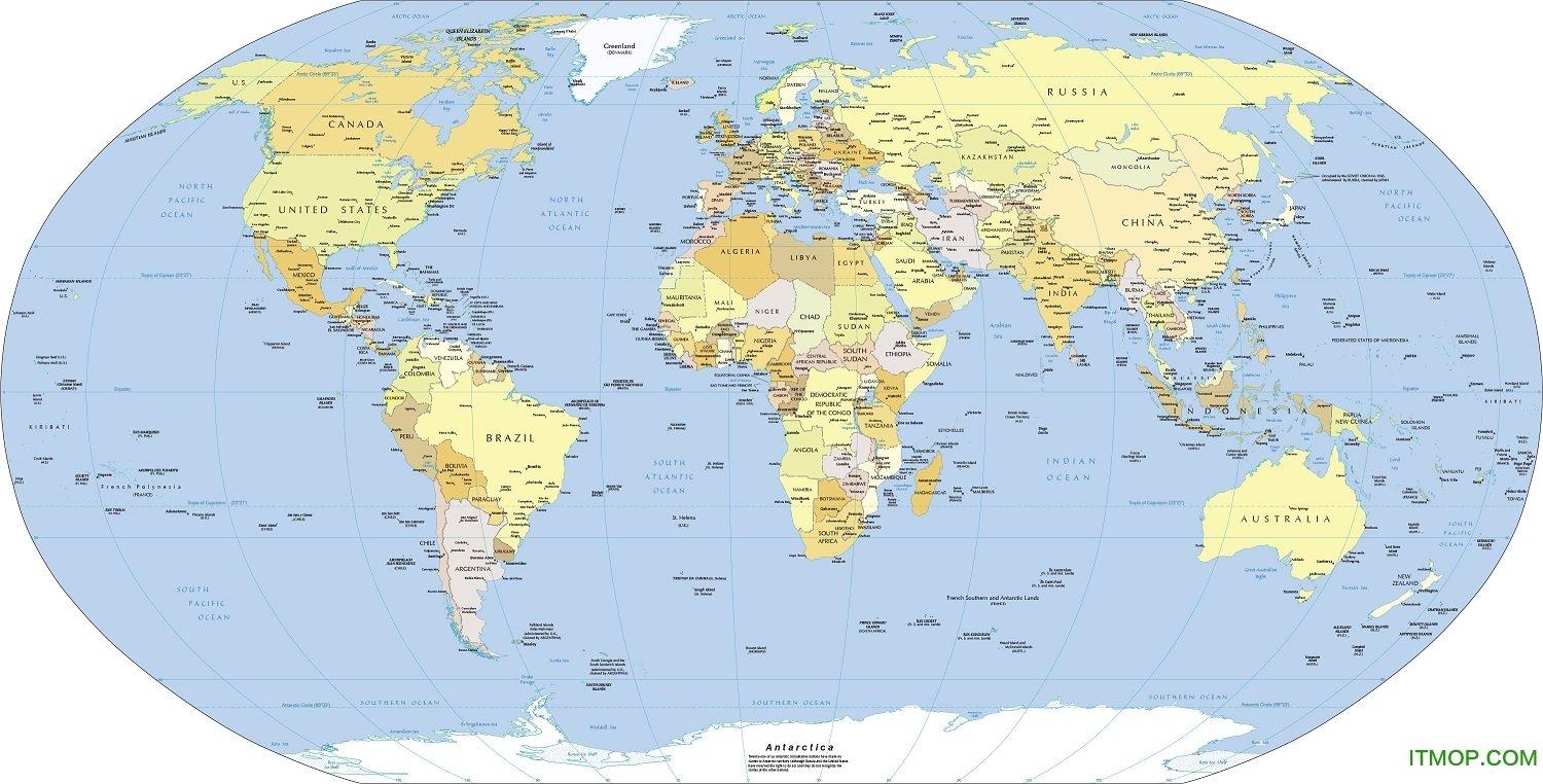 世界地图英文版高清版大图