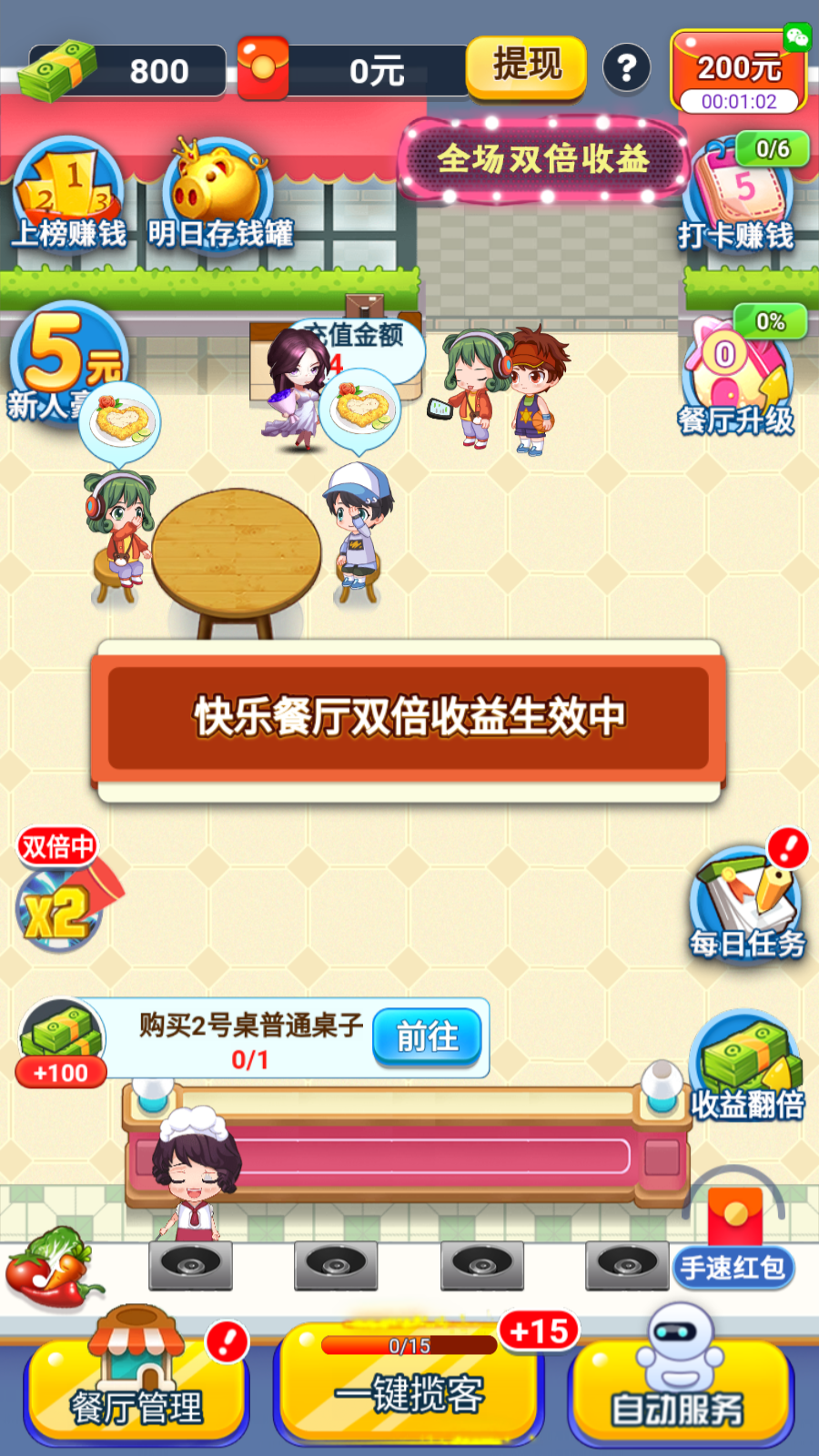 快乐餐厅(双倍赚钱)