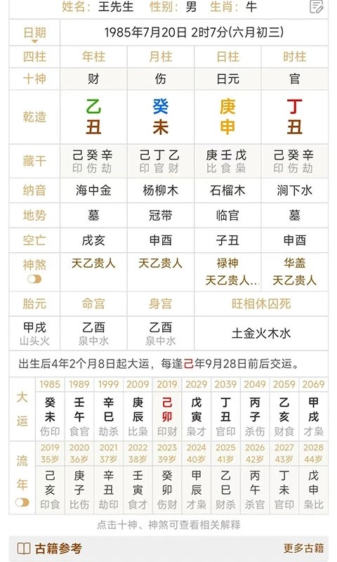 热卜八字排盘